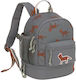 Laessig Mini Backpack Σακίδιο Πλάτης Safari Tiger Σχολική Τσάντα Πλάτης Δημοτικού Γκρι με Θήκη για Παγούρι