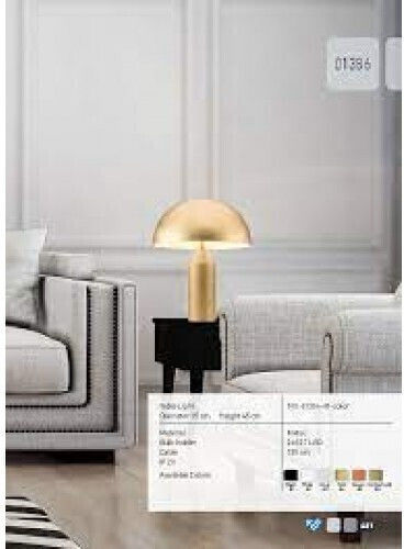 Luma Metal Table Lamp for Socket E27 with Gold Shade and Base