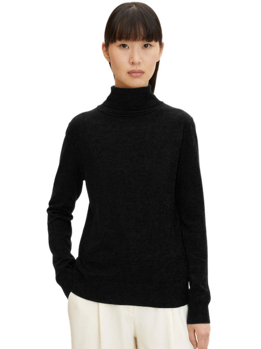 Tom Tailor Women's Long Sleeve Sweater Cotton Turtleneck Black