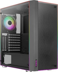 Aerocool Skribble Gaming Midi Tower Κουτί Υπολογιστή με Πλαϊνό Παράθυρο και RGB Φωτισμό Μαύρο