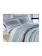 TnS Чаршаф King Size с Ластик 180x200+25см. Blue - White