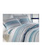 TnS Чаршаф Кралица с Ластик 160x200+25см. Blue - White