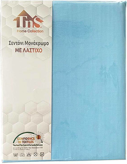 TnS Bettlaken Super-Doppel mit Gummiband 160x200+25cm. Light Blue