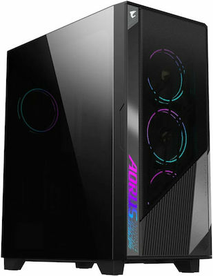 Gigabyte Aorus C500 Gaming Midi Tower Computer Case with Window Panel and RGB Lighting Black