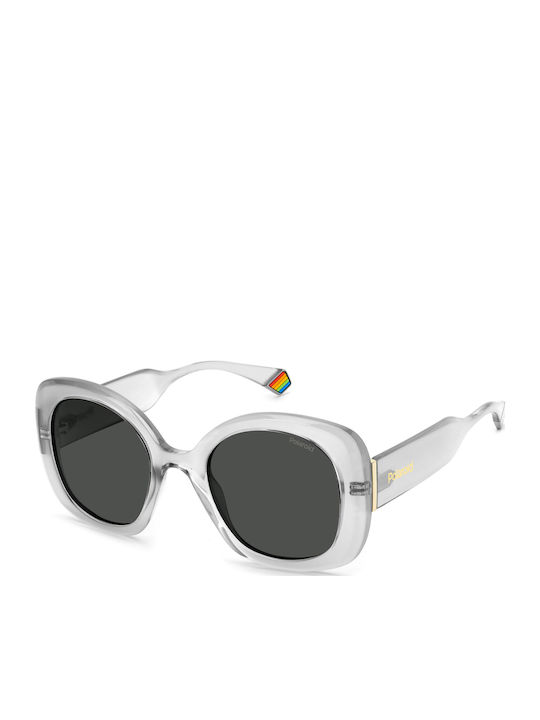 Polaroid Unisex Sunglasses With Grey Horn-Rimme...