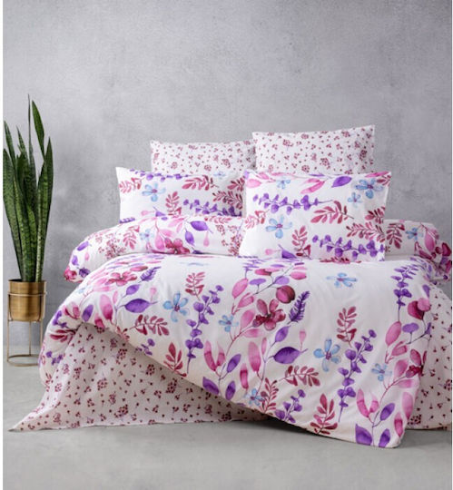 Mc Decor Duvet Set Single 160x240cm Flower Lila 2pcs