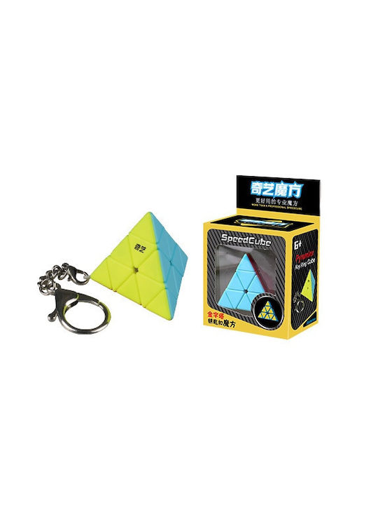 Qiyi Speed Cube Pyramid 3x3 pentru 6+ ani cu breloc colorat