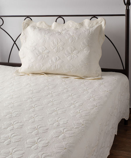 Silk Fashion M150 Set Coverlet Single Cotton Ivory 160x220cm 2pcs