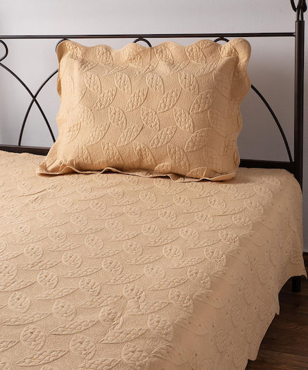 Silk Fashion M128 Σετ Κουβερλί Μονό Βαμβακερό Χρυσό 160x220cm 2τμχ