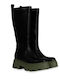 Leather Medium Heel Women's Boots with Zipper Black