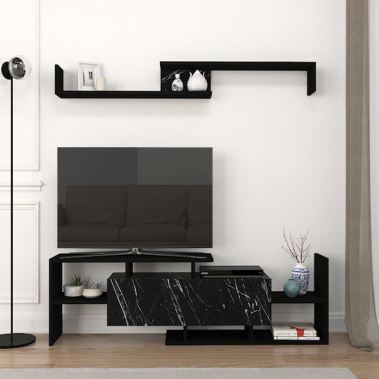 Wohnzimmer TV-Einheit Dream Schwarz L154xB25xH170cm Wohnzimmer TV-Einheit Dream Schwarz L154xB25xH170cm