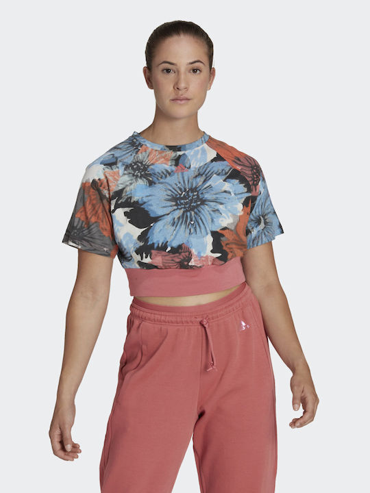 Adidas Дамско Спортно Crop Top Къс Ръкав Wonder Red