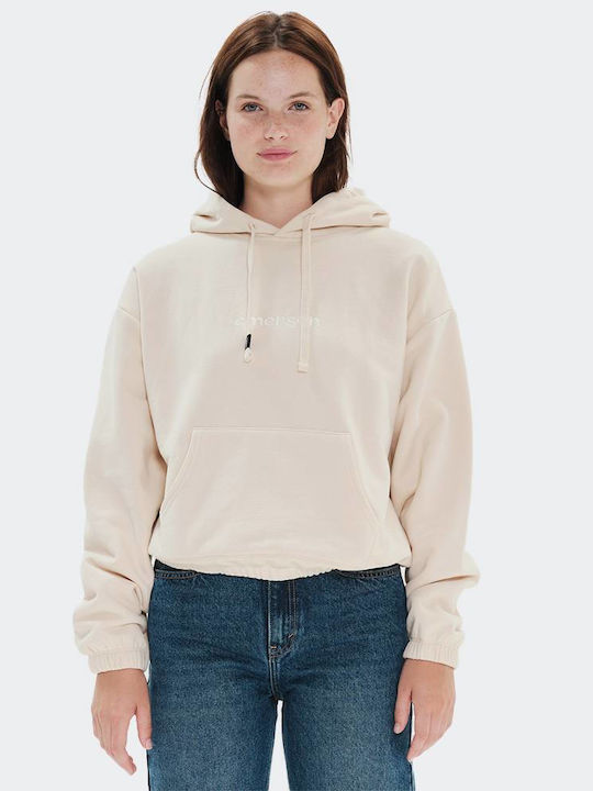 Women's Sweatshirt Velvet Hooded Ecru