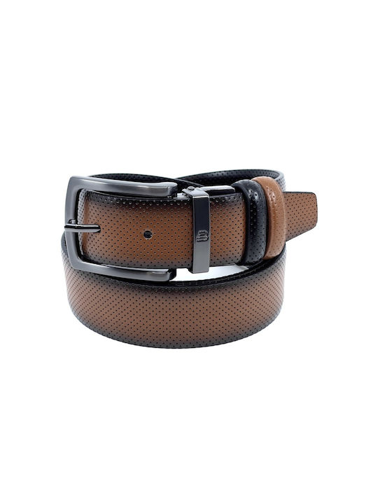LEATHER BELT DOUBLE SIDED BLACK TAN WITH DARK NICKEL BUCKLE LGD-2133-DS-XL