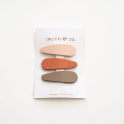 Grech & Co Kids Hair Clips Set with Figure Hair Clips Stone Shell Rust 3 Pieces