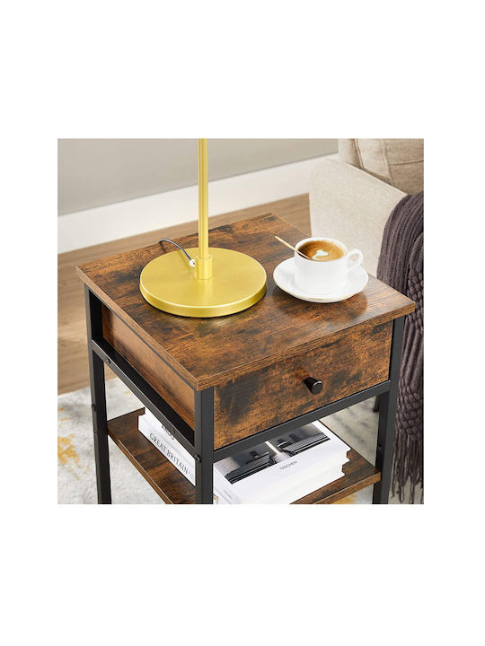 Wooden Bedside Table with Metallic Legs Brown 3...