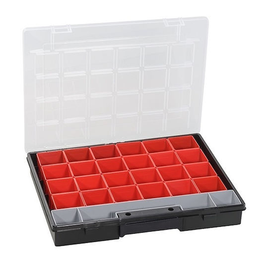 Organizator pentru compartimente de scule 24 locuri Roșie 37x29.5x5.5cm