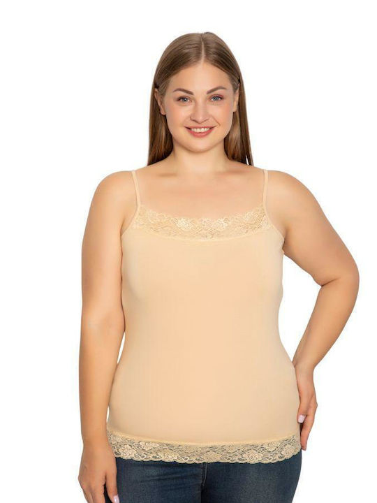 Siyah Inci Plus Size SI С тънки презрамки Бежов...