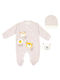 Evita Set Babystrampler Langärmliges mit Zubehör Beige 3Stück