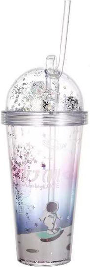 Tpster Wasserbrille Kunststoff mit Strohhalm 380ml
