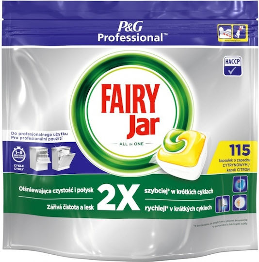 Fairy Jar All In One Професионални 115 Капсули За Съдомиялна С Аромат На Лимон