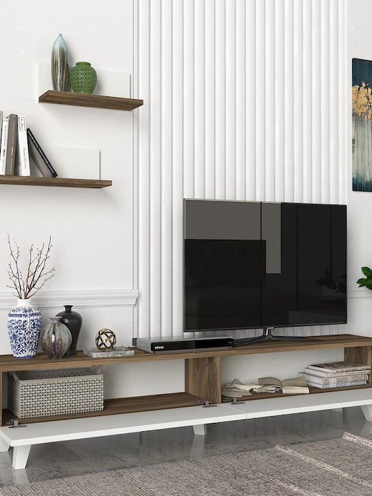 Wohnzimmer TV-Einheit Sirna White / Walnut L180xB31xH32cm