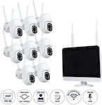 GloboStar Integrated CCTV System Wi-Fi with Screen and 8 Wireless Cameras 1080p