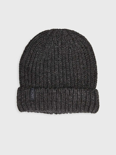 Beanie Beanie with Rib Knit Grey Blue