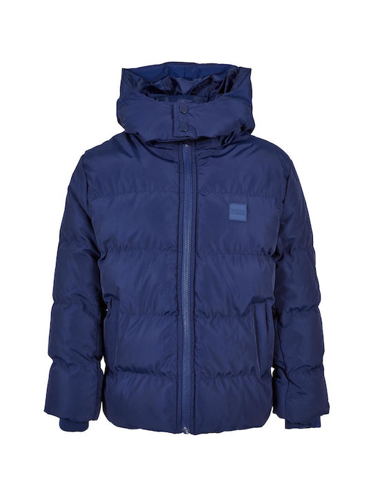 Urban Classics Kids Quilted Jacket short Hooded Blue