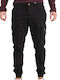 Double Men's Trousers Cargo Elastic Black