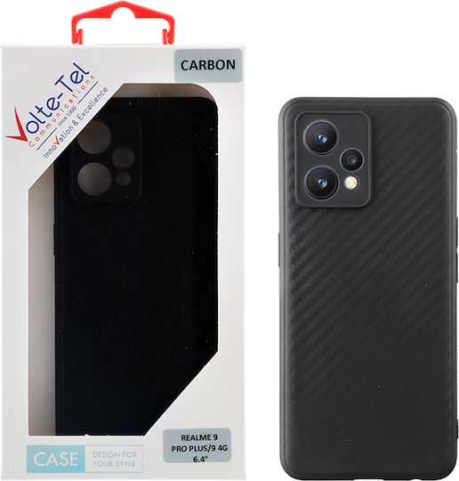 Volte-Tel Carbon Umschlag Rückseite Silikon Schwarz (Realme 9 / 9 Pro+)