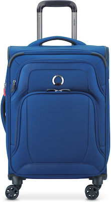 Delsey Optimax Expandable Cabin Travel Suitcase Fabric Blue with 4 Wheels Height 55cm