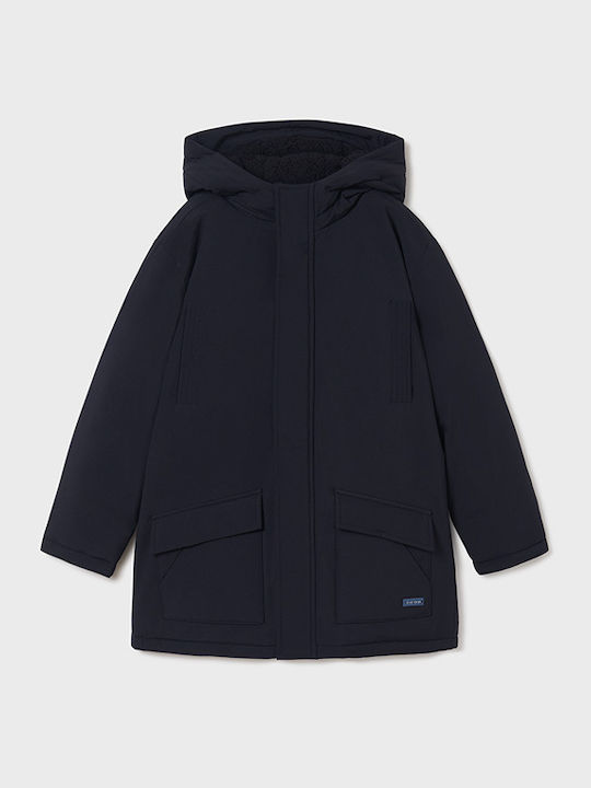 Kinder Freizeitjacke Lang mit Futter & Kapuze Marineblau