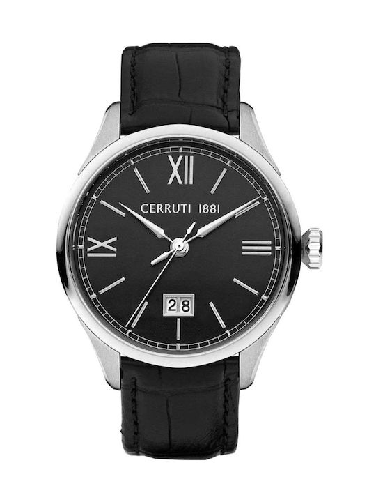 Cerruti Farneto Watch Battery with Black Leather Strap