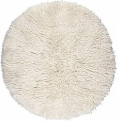 Βιοκαρπέτ Flokati Shaggy Round Rug Wool Shaggy Natural White 1000gsm