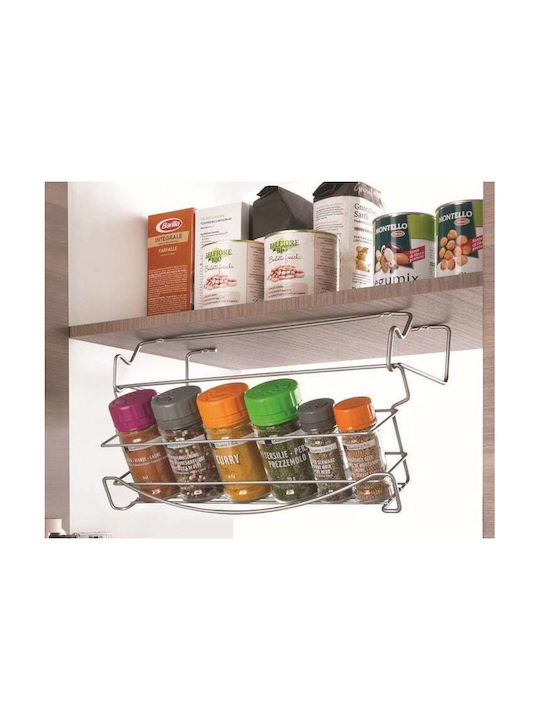 Metaltex Metallic Wall Mounted Spice Rack Organizer Silver