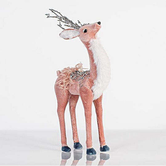 Eurolamp Christmas Fabric Figure Deer Pink Height 29cm