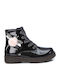 Kinderstiefel aus Lackleder mit Schnürsenkeln Schwarz