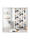Flamingo L-C Geomarbre Κουρτίνα Μπάνιου Υφασμάτινη 180x200 cm Λευκή