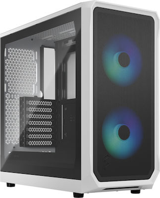 Fractal Design Focus 2 Gaming Midi Tower Computer Case with Window Panel RGB White