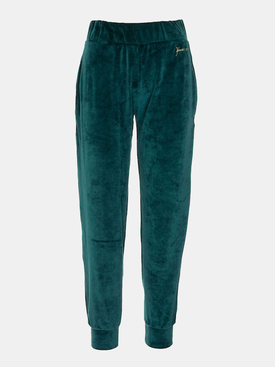 Kendall + Kylie Sweatpants Jogger Velvet Emeral...