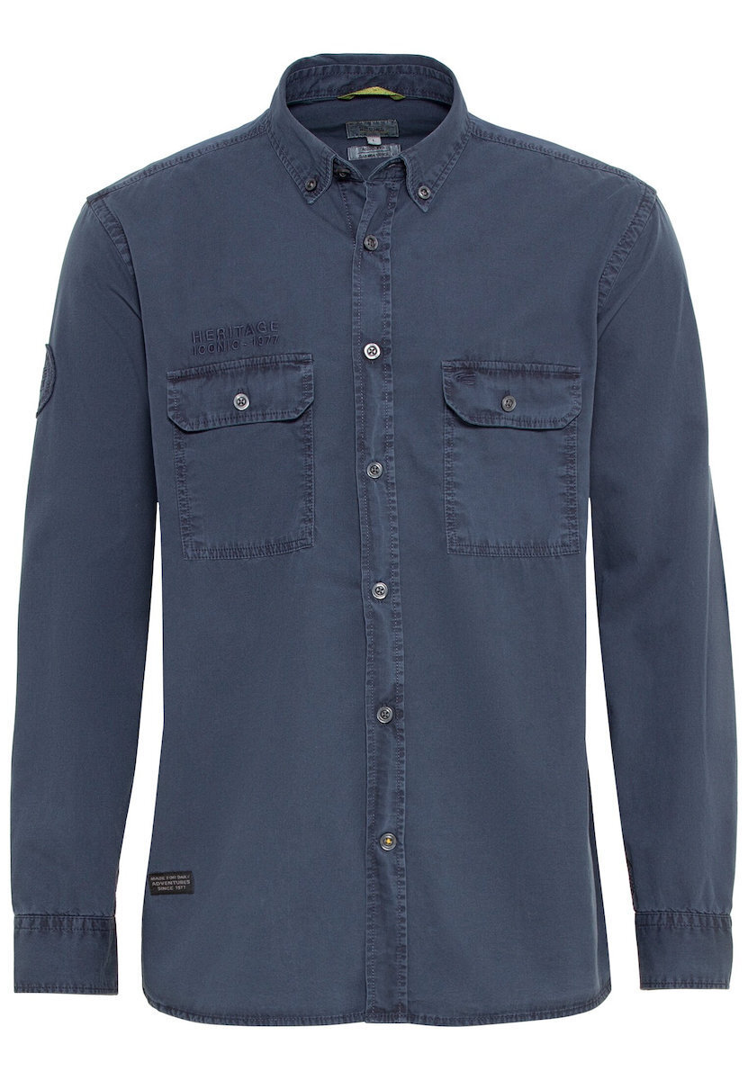 Camel Active Ανδρικό Πουκάμισο με Κανονική Γραμμή Μακρυμάνικo Navy Μπλε