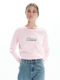 Basehit Feminină Sportivă Din bumbac Bluză Mânecă lungă Pale Pink