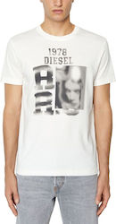 Diesel Ανδρικό T-shirt Λευκό με Στάμπα