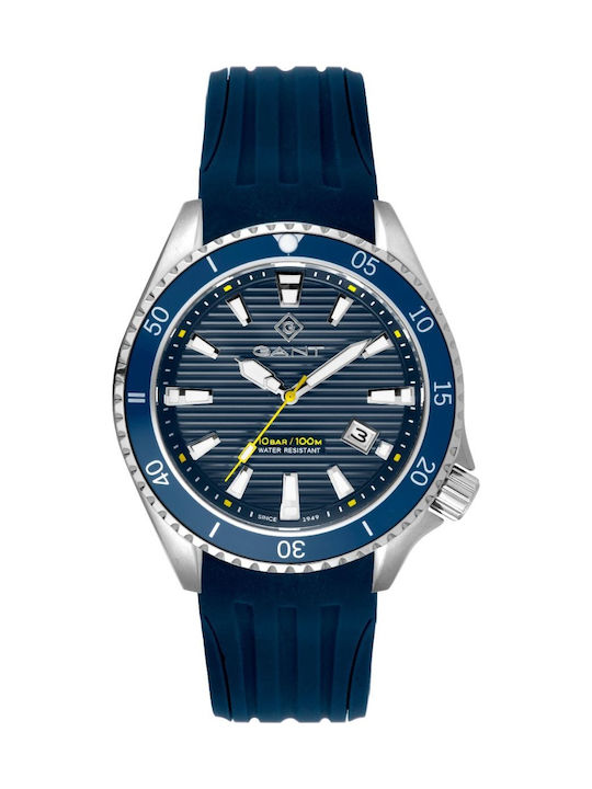 Gant Waterville Ανδρικό Ρολόι 45mm Μπαταρίας με Μπλε Καουτσούκ Λουράκι