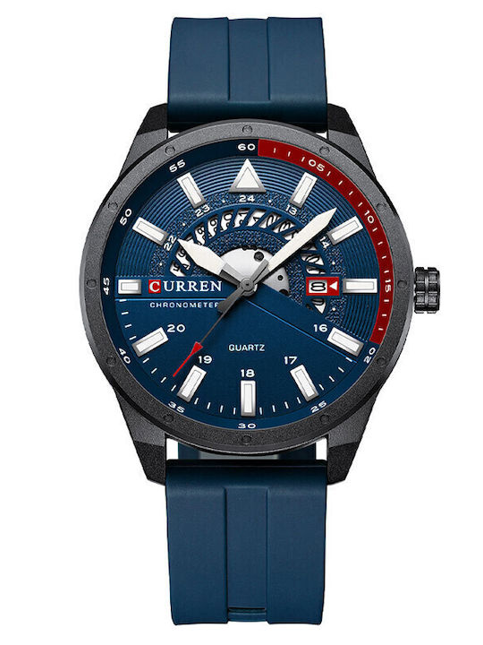 Curren Herrenuhr 47mm Batterie mit Blau Kautsch...