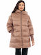 Lang Damen Puffer Jacke für Winter Camel