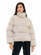 Biston Women's Short Puffer Jacket for Winter Beige