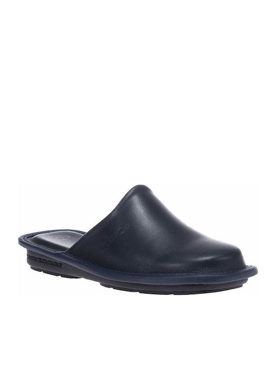 Anatomische Lederne Damen Hausschuhe Marineblau