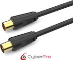 CyberPro Καλώδιο Κεραίας Coax male - Coax female Μαύρο 1.5m (CP-TVPAL015B)